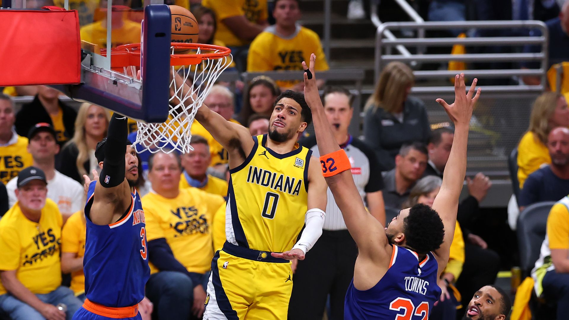 Tyrese Haliburton comemora após incrível triplo-duplo na vitória dos Indiana Pacers