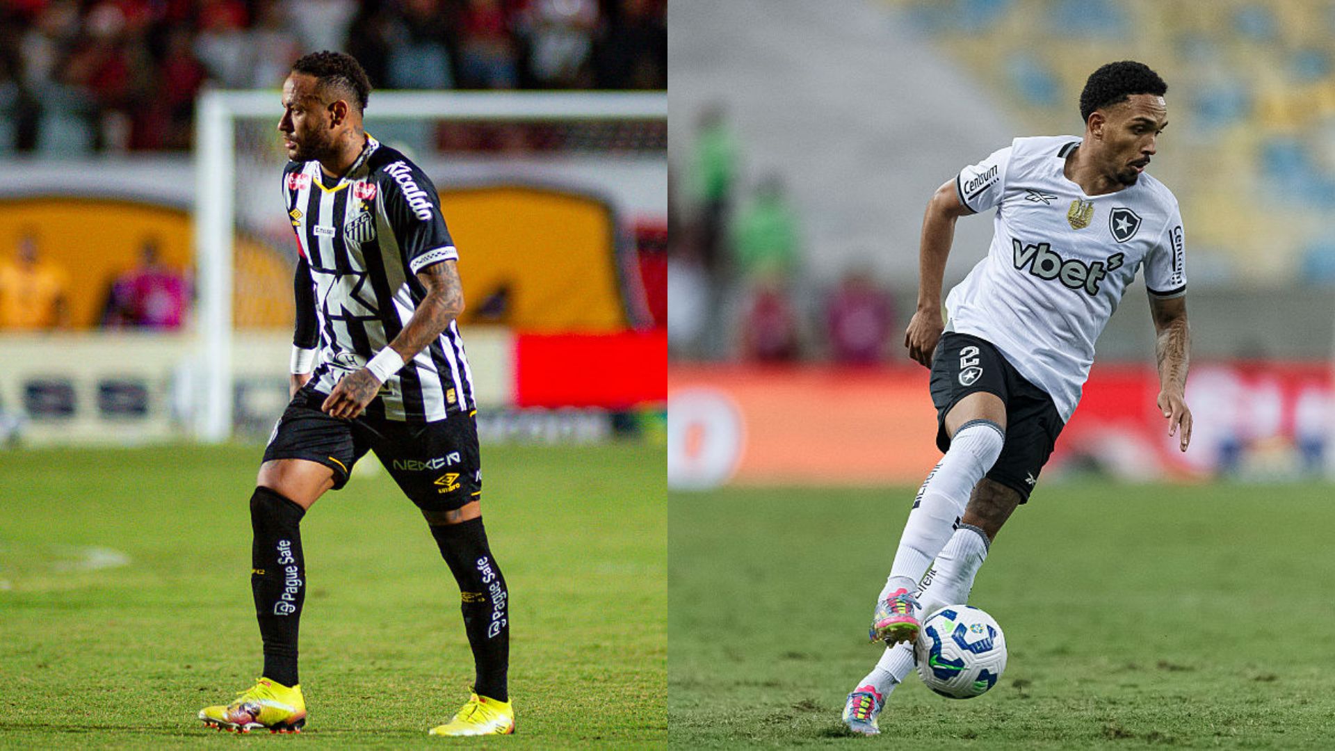Jogadores do Santos e do Botafogo em campo
