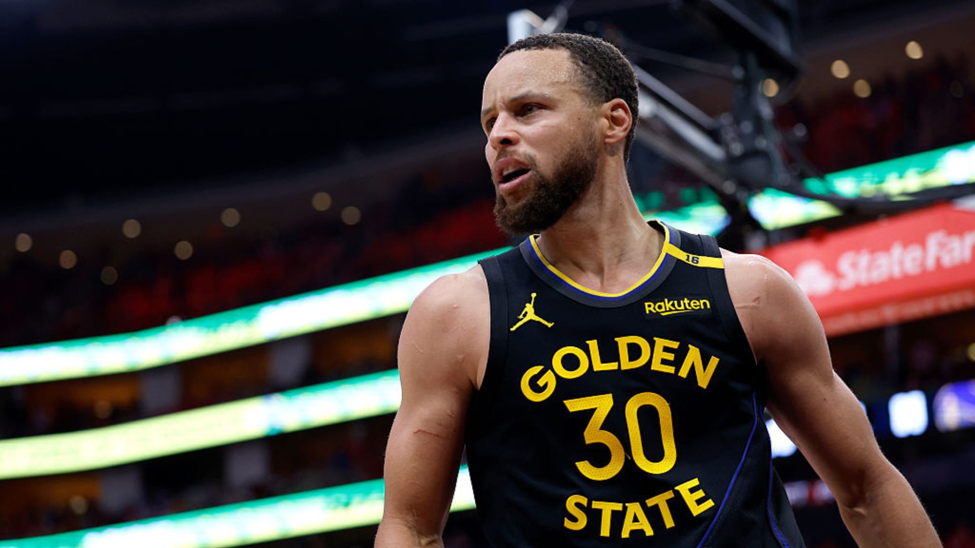 Stephen Curry em ação pelo Golden State Warriors
